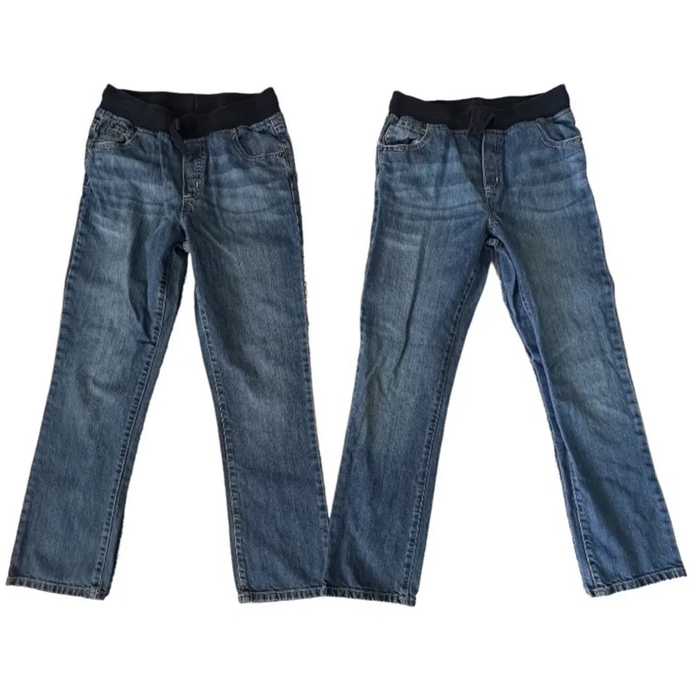 2 Pairs Boys or Girls Gymboree Pull On Tie Front Straight Leg Jeans Size 12